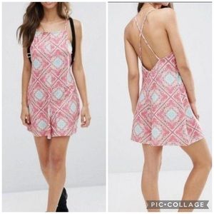 ASOS 90’s Y2K Strappy Back Romper Scarf Floral X Small 2